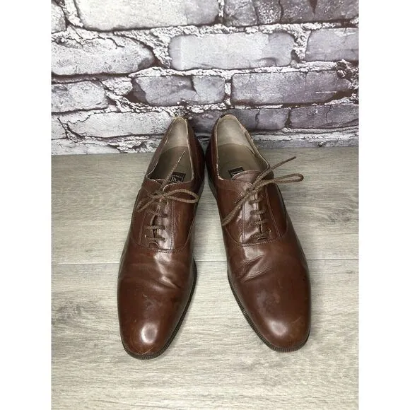 Ennesi Gold VTG Brown Leather Derby Lace Up Dress Shoes Men Sz 9.5D US/43EU