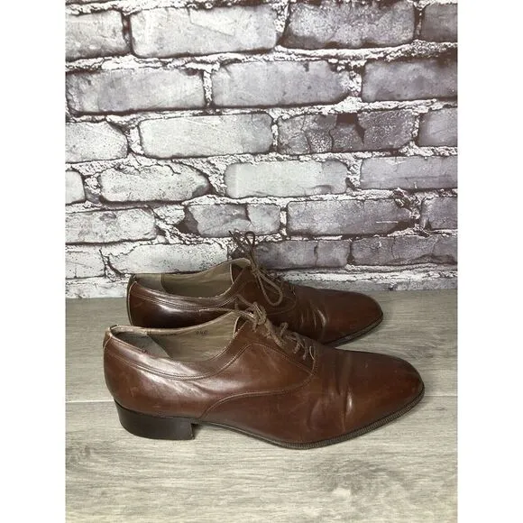 Ennesi Gold VTG Brown Leather Derby Lace Up Dress Shoes Men Sz 9.5D US/43EU