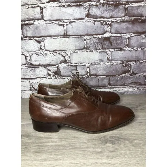 Ennesi Gold VTG Brown Leather Derby Lace Up Dress Shoes Men Sz 9.5D US/43EU