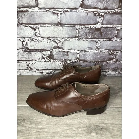 Ennesi Gold VTG Brown Leather Derby Lace Up Dress Shoes Men Sz 9.5D US/43EU