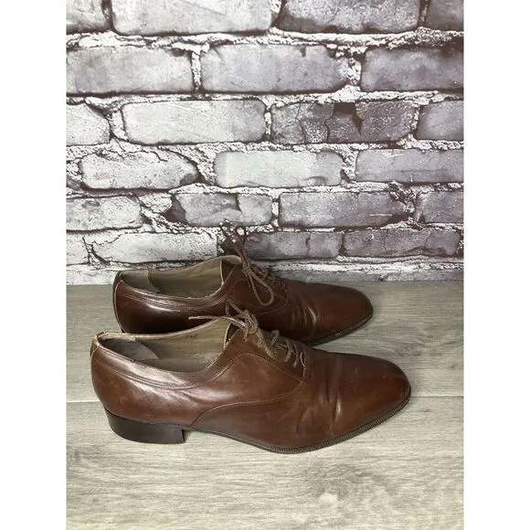 Ennesi Gold VTG Brown Leather Derby Lace Up Dress Shoes Men Sz 9.5D US/43EU