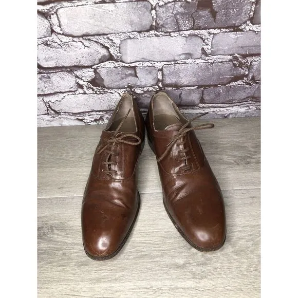 Ennesi Gold VTG Brown Leather Derby Lace Up Dress Shoes Men Sz 9.5D US/43EU