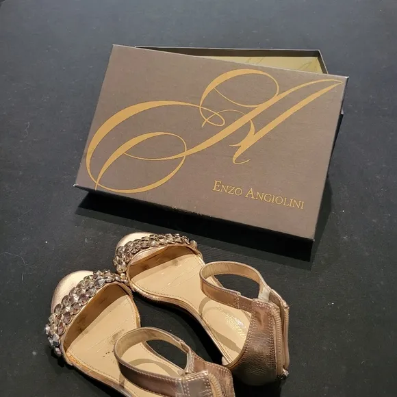 Enzo Angelini beautiful light pink Wedge rhinestone sandal.