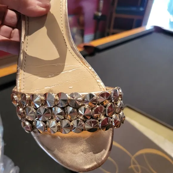 Enzo Angelini beautiful light pink Wedge rhinestone sandal.