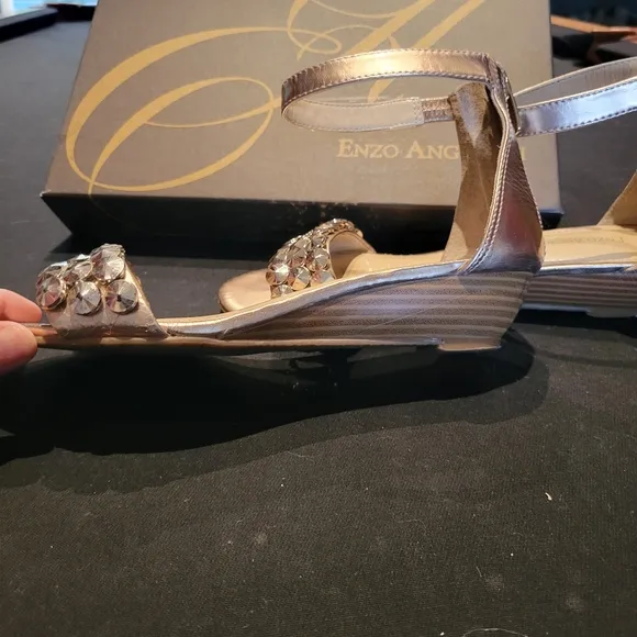 Enzo Angelini beautiful light pink Wedge rhinestone sandal.