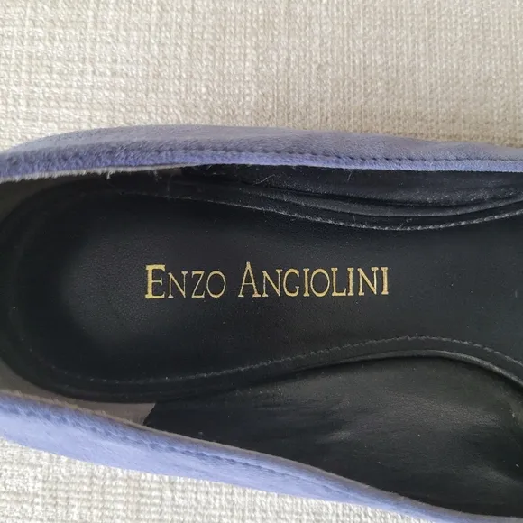 Enzo Angiolini Shoes Eacaulin Blue Suede Metallic Pointed Toe Flats Size…