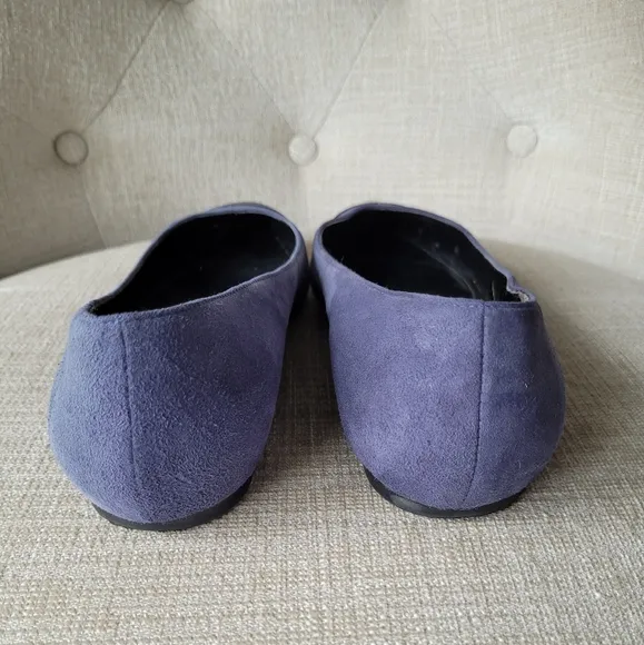Enzo Angiolini Shoes Eacaulin Blue Suede Metallic Pointed Toe Flats Size…