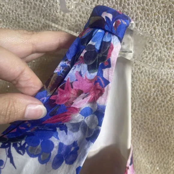 Erdem Sleeveless V-Neck Pink &amp; Blue Floral Sheath Dress Sz 6