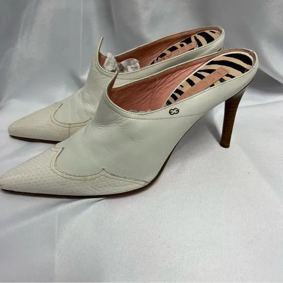 Escada Vintage White Leather Mules