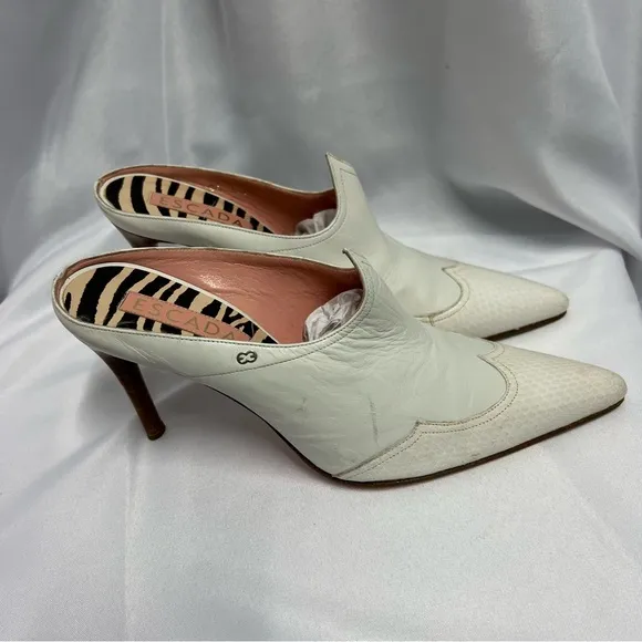 Escada Vintage White Leather Mules
