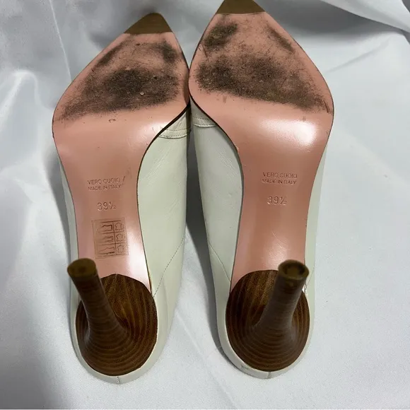 Escada Vintage White Leather Mules