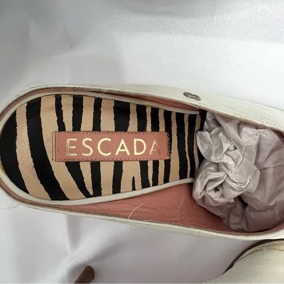 Escada Vintage White Leather Mules