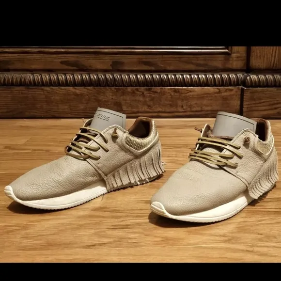 Esseutesse Fringe Sneaker 100% Handmade Leather-Sand-Sz41 -$400-goose-weitzman