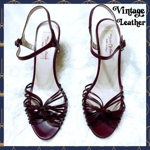 ETIENNE AIGNER 70s LEATHER Italian Kitten Heel Sandals Women’s 7.5