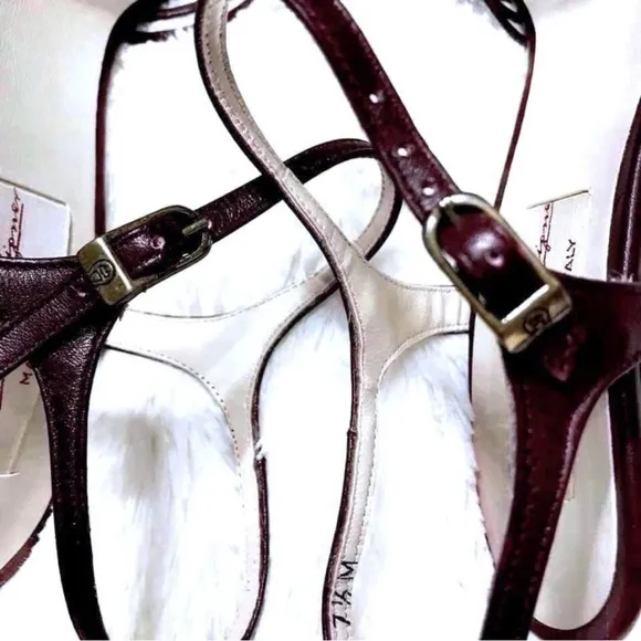 ETIENNE AIGNER 70s LEATHER Italian Kitten Heel Sandals Women’s 7.5