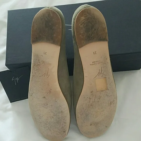 EUC Giuseppe Zanotti Skull green suede flats. SZ 9. PUNK.