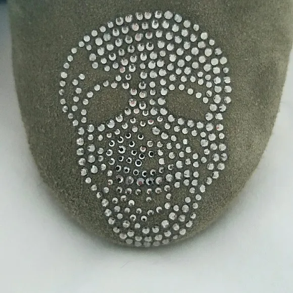 EUC Giuseppe Zanotti Skull green suede flats. SZ 9. PUNK.