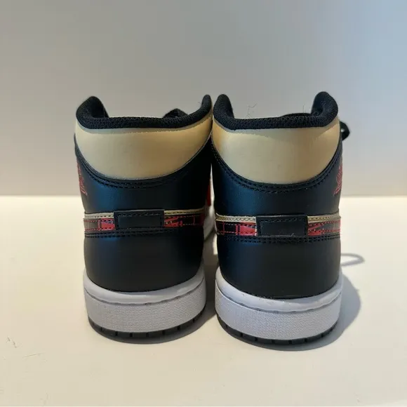 EUC Nike Kid’s Air Jordan 1 Mid SE ‘Tartan Swoosh’ Black Sesame - Kid’s Size 3.5