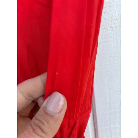 Eva Franco for Anthropologie Red Maxi Dress, White Sequin Embroidery, Sz 4