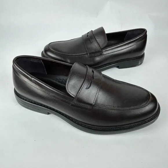 Express Men's Black Leather Penny Loafer Dress Shoes 9 NEW