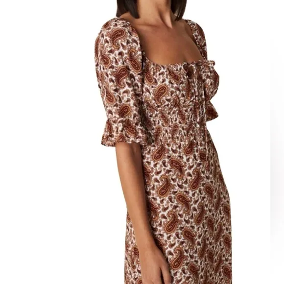 Faithful The Brand Sable Paisley Burgundy Juniper Midi Dress NWT
