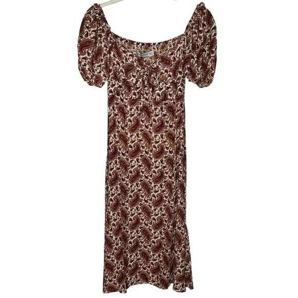 Faithful The Brand Sable Paisley Burgundy Juniper Midi Dress NWT
