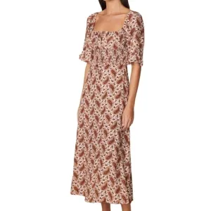 Faithful The Brand Sable Paisley Burgundy Juniper Midi Dress NWT