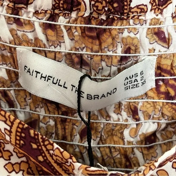 Faithful The Brand Sable Paisley Burgundy Juniper Midi Dress NWT