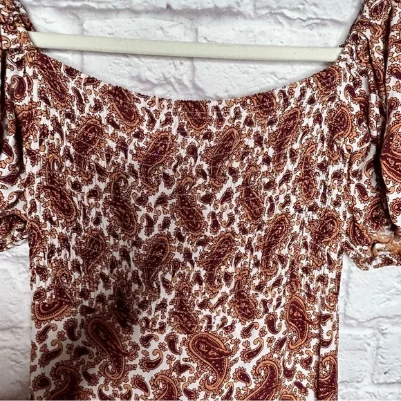 Faithful The Brand Sable Paisley Burgundy Juniper Midi Dress NWT