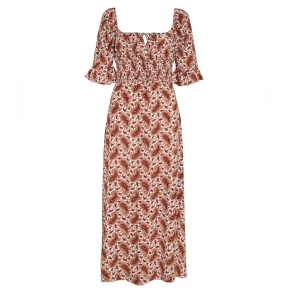Faithful The Brand Sable Paisley Burgundy Juniper Midi Dress NWT