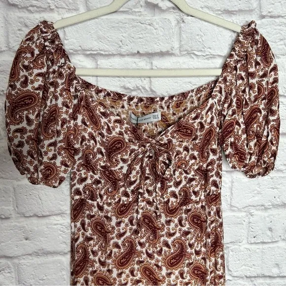 Faithful The Brand Sable Paisley Burgundy Juniper Midi Dress NWT
