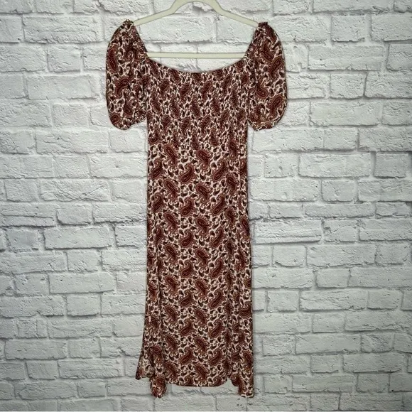 Faithful The Brand Sable Paisley Burgundy Juniper Midi Dress NWT