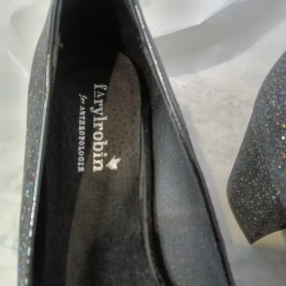 Farylrobin Anthropologie Women's Flora Glitter Bow Tie Pumps Shoes Spain Sz 37