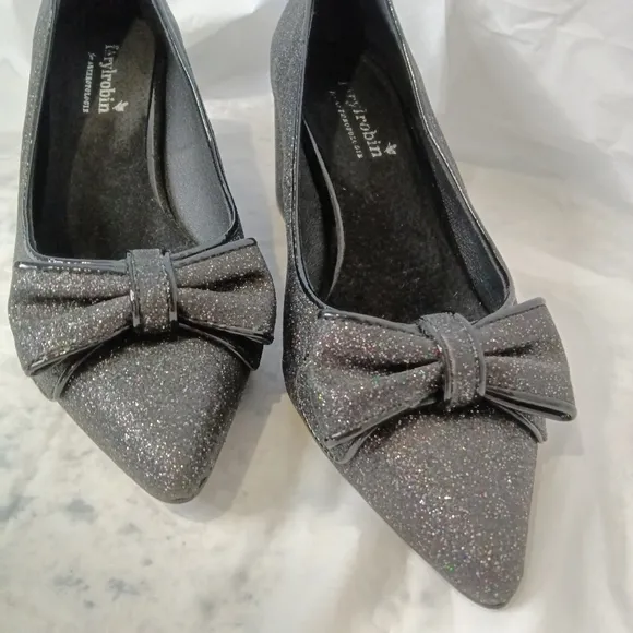 Farylrobin Anthropologie Women's Flora Glitter Bow Tie Pumps Shoes Spain Sz 37