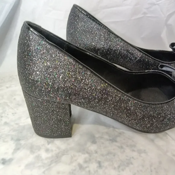 Farylrobin Anthropologie Women's Flora Glitter Bow Tie Pumps Shoes Spain Sz 37