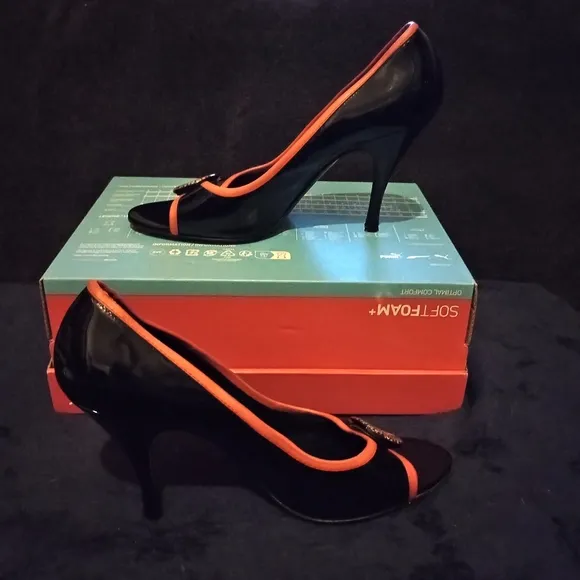 Fendi Black and Orange Patent Leather heels 40.5 (9.5) US