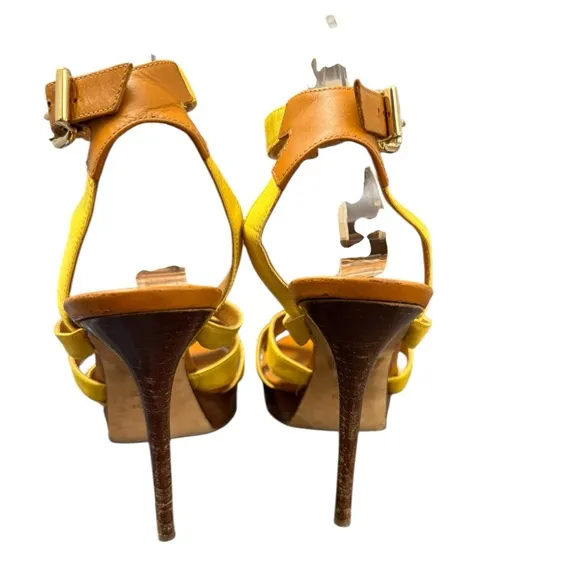 Fendi Yellow Strappy Platform Stilettos Heels in Mimosa/HoneyEU 39.5/ US 8.5