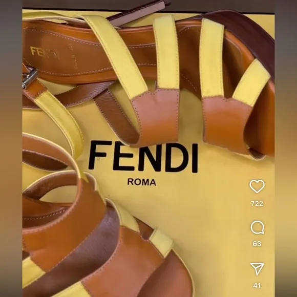 Fendi Yellow Strappy Platform Stilettos Heels in Mimosa/HoneyEU 39.5/ US 8.5