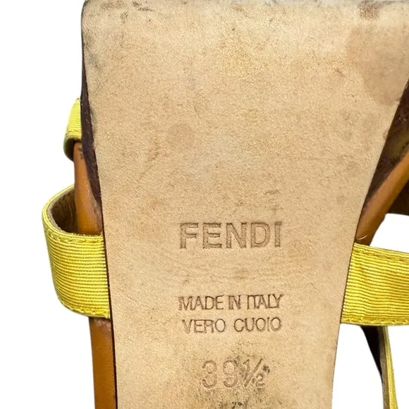 Fendi Yellow Strappy Platform Stilettos Heels in Mimosa/HoneyEU 39.5/ US 8.5