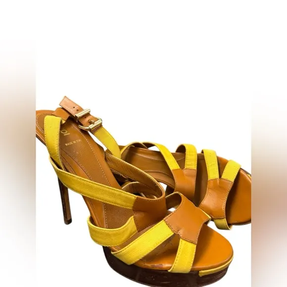 Fendi Yellow Strappy Platform Stilettos Heels in Mimosa/HoneyEU 39.5/ US 8.5