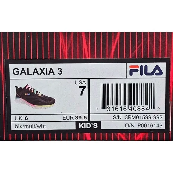 Fila Galaxia 3 Black Rainbow Big Kid's Shoes Size 7