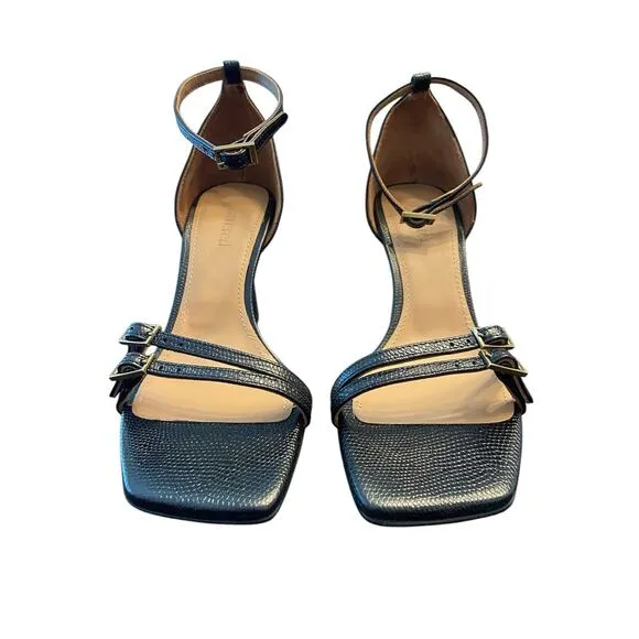 Flattered Ruby Leather Heels Sandals Heels Lizzard Ankle Strap Buckles 36 US 6