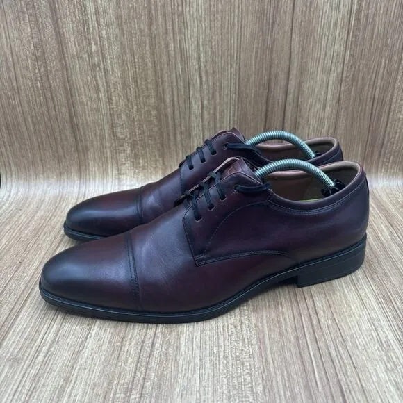 Florsheim Allis Oxford Comfortech Cap Toe Burgundy Mens Dress Shoes US 10.5 Wide