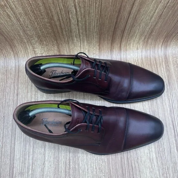 Florsheim Allis Oxford Comfortech Cap Toe Burgundy Mens Dress Shoes US 10.5 Wide