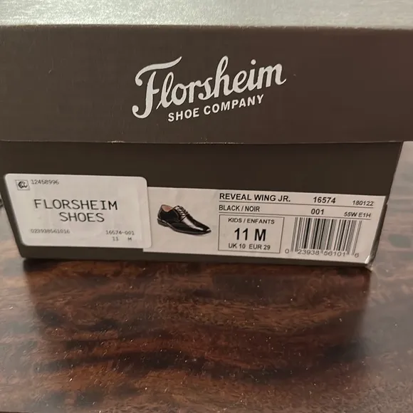 Florsheim Boys Oxford Tip Black Shoes Size 11