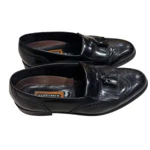 Florsheim Lexington Men's 9.5 Black Leather Western Tassel Wingtip Slip-on Shoes