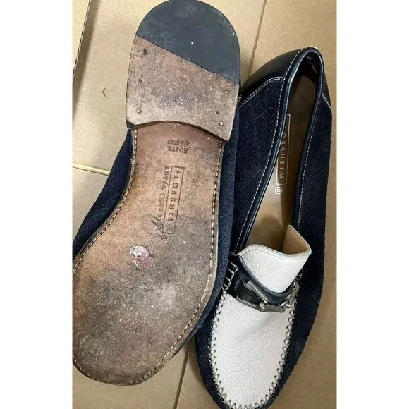FLORSHEIM Royal Imperial Men's Navy &amp; White Loafer With Horsebit Detail Size 9.5