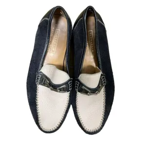 FLORSHEIM Royal Imperial Men's Navy &amp; White Loafer With Horsebit Detail Size 9.5
