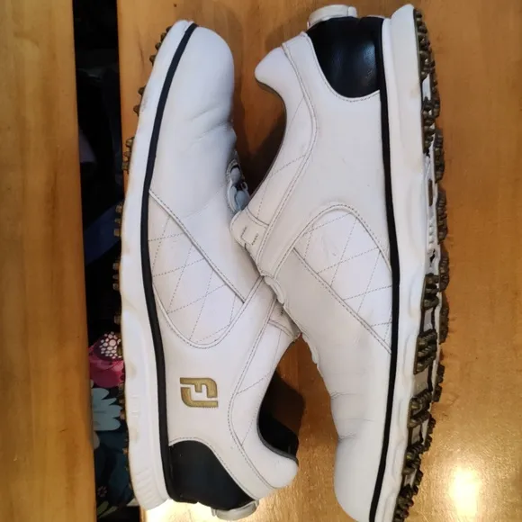 FootJoy Pro SL White and Gold Size 12 Golf Shoes