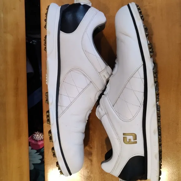 FootJoy Pro SL White and Gold Size 12 Golf Shoes